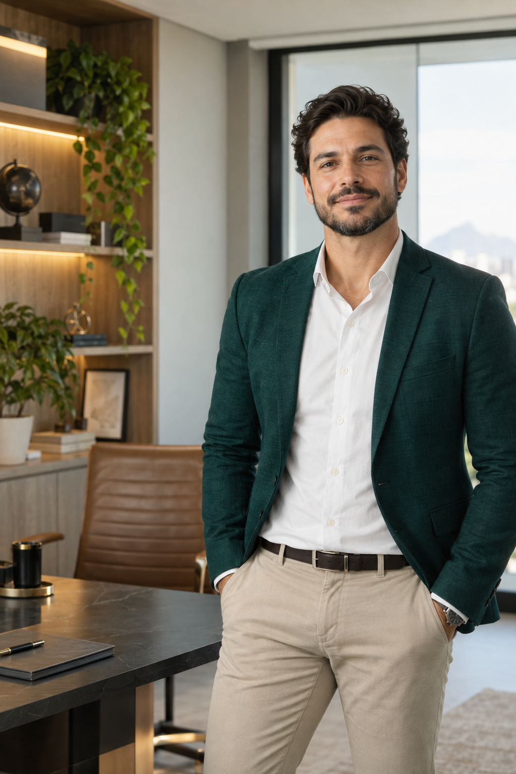 Empresário brasileiro em um escritório moderno
